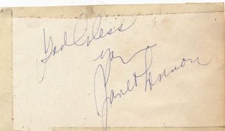 Janet Lennon Of The Lennon Sisters,  Autograph