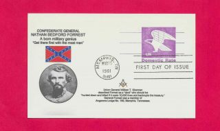 Confederate General Nathan Bedford Forrest Military Genius Masonic Fdc