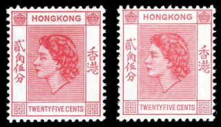 Hong Kong 1954 Qeii 10c In The Two Listed Shades Both Mnh.  Sg 179,  179a.