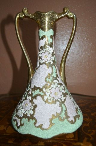 Gorgeous Large Nippon 9 1/2 " Coralene Vase Floral Motif Patent 38257 Mark 245