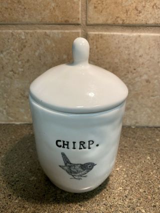 Rare Rae Dunn Artisan Magenta Exclusive CHIRP Sugar Bowl W/ Lid And Mug Pottery 2