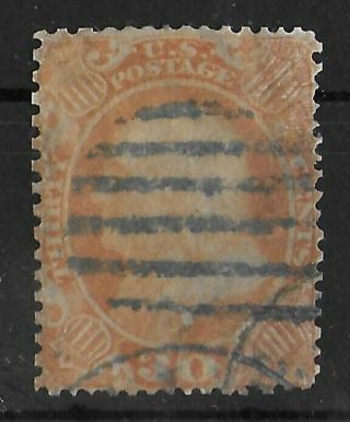 United States 1857 - 1861 Sc 38 30c Franklin Dark Orange Cv $450