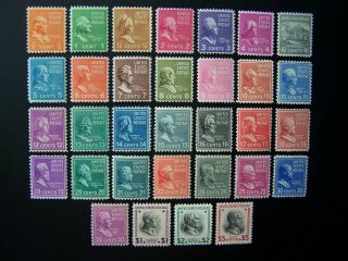 Us Stamps 1938 Year Presidential Issue Complete Set,  Scott 803 - 834.  Og,  Mnh.