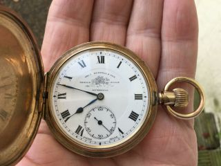 Antique Gold Full Hunter Pocket Watch By T.  Russell