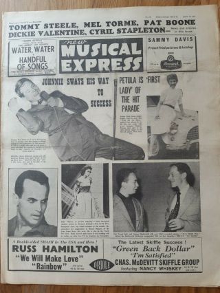 Nme Music Newspaper August 16th 1957 Johnny Ray And Petula Clark Cover