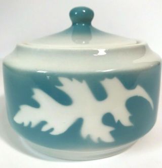 Vintage Syracuse China Usa Blue Oakleigh Sugar Bowl Lid Restaurant Ware Airbrush