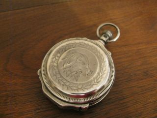 Elgin 18s Coin Silver Box Hinged Hunter Case Engraved Pocket Watch For Repair