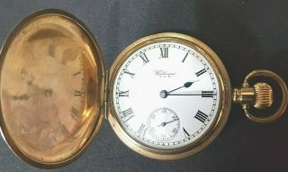 Waltham Full Hunter Gents Pocket Watch Gold/plated Perfect