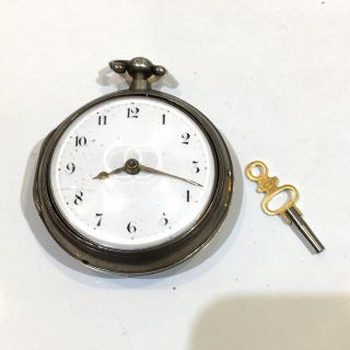 1802 Antique Pair Cased Silver Fusee Verge Pocket Watch