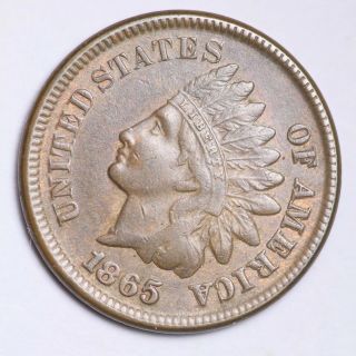 1865 Plain 5 Indian Head Small Cent Choice Au E117 Xmm