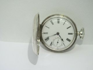 1885 14s Waltham Pocket Watch Full Hunter Solid Solid Silver Good Cond,