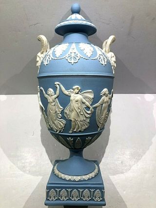 Rare C.  1864 Wedgwood Jasperware Blue " Dancing Hours " Urn - - Code " Aas "