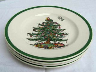 Set Of 4.  Spode.  Christmas Tree.  6.  5 ".  Bread.  Plates. ,  England.