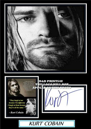 (ab144) Nirvana Kurt Cobain Signed A4 Photograph Great Gift Reprint