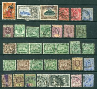 Old Straits Settlements Malaya 34 X Stamps With Company Perfins (34)
