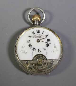 Rare Antique 8 Day Hebdomas Pocket Watch Hallmarked Sterling Silver Case
