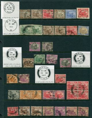 Old S.  S.  Malaya F.  M.  S.  Selection Of 37 X Stamps With Local Pmks (15)