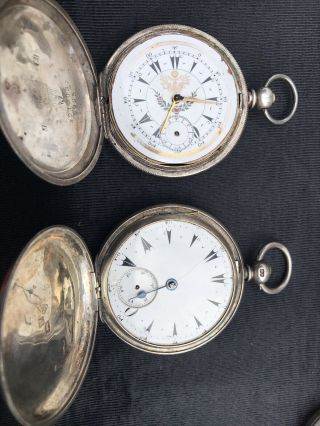 Two Ottoman Turkish Antique Silver Full Hunter Pocket Watches To REPAIR - SERVICE 2