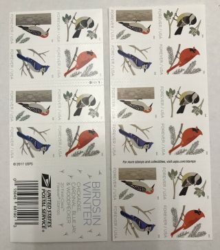 100 Usps Forever Postage Stamps - Birds In Winter (5 Booklets Of 20)