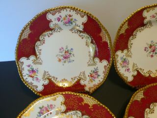 Set Of 10 Coalport Batwing Ruby Red Floral Bone China Plates 9 "