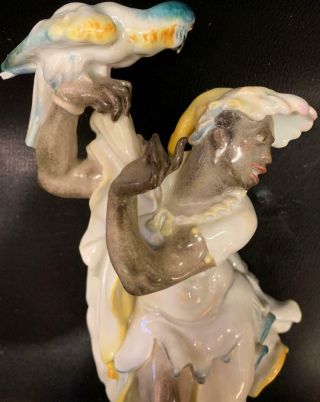 RARE Meissen Porcelain Blackamoor Figure with Parrot 2