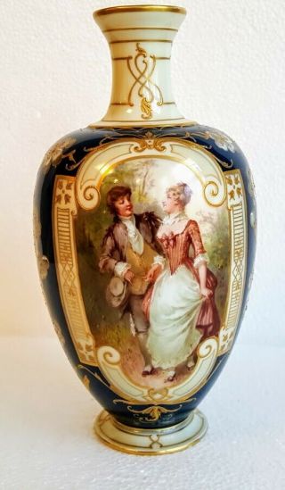 Rare & Kpm Vase 19th Ct.  Courting Couple Exquisite Painting