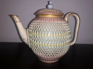 Royal Worcester Reticulated Double Walled Teapot By George Owen Circa 1875