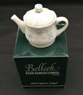 Belleek Fine Parian China Winter Snowflakes Mini Teapot Hand Crafted In Ireland
