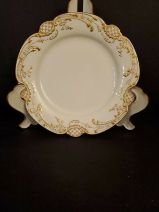 Rare Minton Raised Gold Encrusted Feathered Scalloped 10 " Dinner Plates