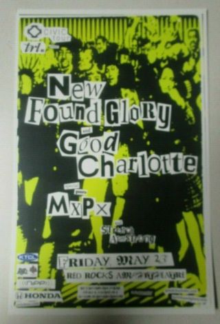 Found Glory / Good Charlotte Mxpx 2003 Red Rocks Promo Poster 11x17 Handbil;