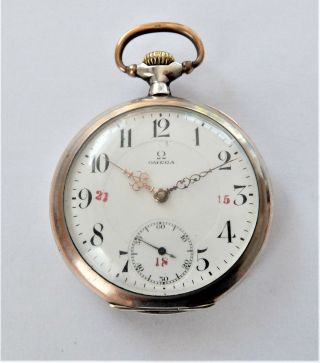 1900 Gold & Silver Cased Omega 15 Jewelled Swiss Lever Pocket Watch