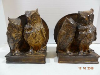 Vintage Rookwood Art Pottery 1921 2 Brown Owls Book Ends Margaret Helen Mcdonald