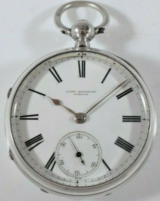Antique John Bennett,  Cheapside London Silver Fusee Lever Pocket Watch C.  1874