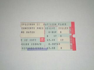 Hall And Oates Concert Ticket Stub - 1977 - Beauty On A Back Street - The Spectrum - Pa