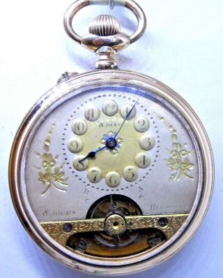 A Very Good Gold Plated Hebdomas 8 Day Pocket Watch 1919