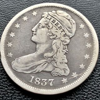 1837 Capped Bust Half Dollar 50c Higher Grade Vf Rotated Reverse 4664