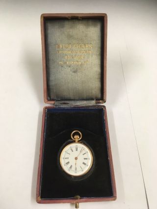Antique 18ct Solid Gold Ladies Pocket Watch & Box
