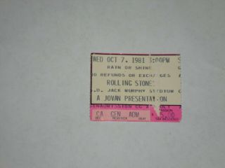 The Rolling Stones Concert Ticket Stub 1981 - Tattoo You - Jack Murphy Stadium - Ca
