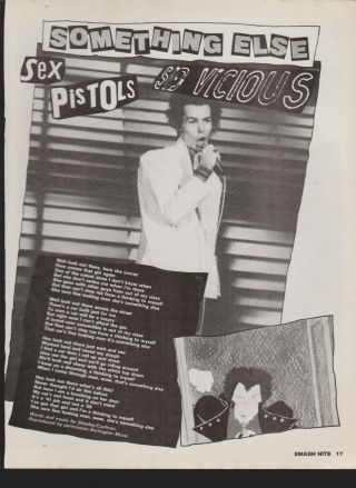 Sid Vicious - Sex Pistols - Something Else - Poster Advert 1979