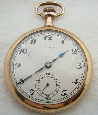 Antique Swiss Agassiz 17 Jewel Gold Filled Pocket Watch