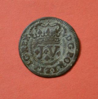 Portugal 3 Reis 1714,  Ruler: João V,  Copper
