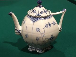 Blue Fluted Royal Copenhagen Tea Pot - Full Lace 1119 - 1st Quality -