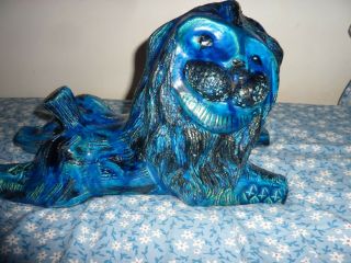 Large Mid Century Modern Ceramic Aldo Londi Bitossi Raymor Rimini Blue Lion