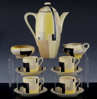 & Rare Grays Pottery Susie Cooper Geometric Cubist Design Coffee Service