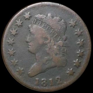 1812 Classic Head Large Cent Nicely Circulated Philadelphia Copper Collectible