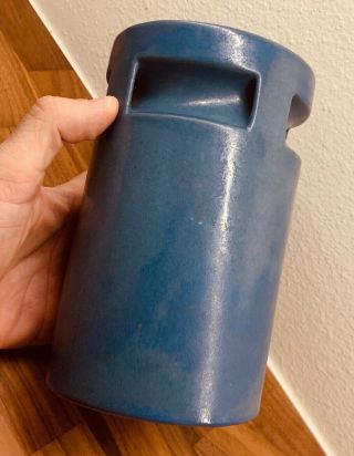 Signed Teco Pottery Blue Glaze Vase Arts & Crafts Mission Prairie Style