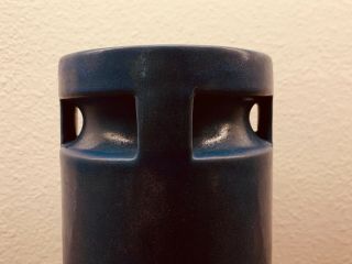 Signed Teco Pottery Blue Glaze Vase Arts & Crafts Mission Prairie Style 3