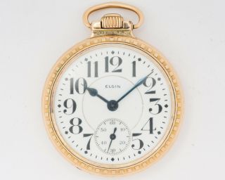 1919 Elgin Father Time 21 Jewel 16 Size Pocketwatch W/double Sunk Dial