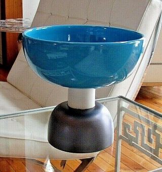 Ettore Sottsass Large Vase Bowl Turquoise Pottery Bitossi Memphis Made In Italy