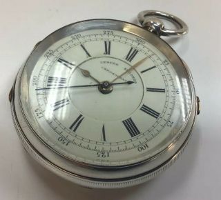 Antique Solid Silver “fusee” Centre Seconds Chronograph Pocket Watch 1892
